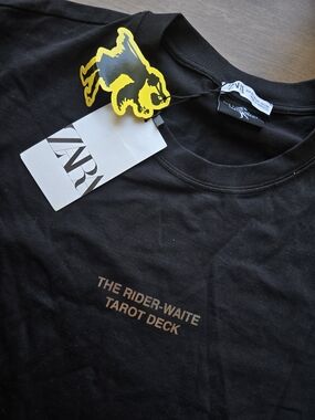 Zara Tarot Graphic Tee Rider Waite Deck Black Shirt XL NWT